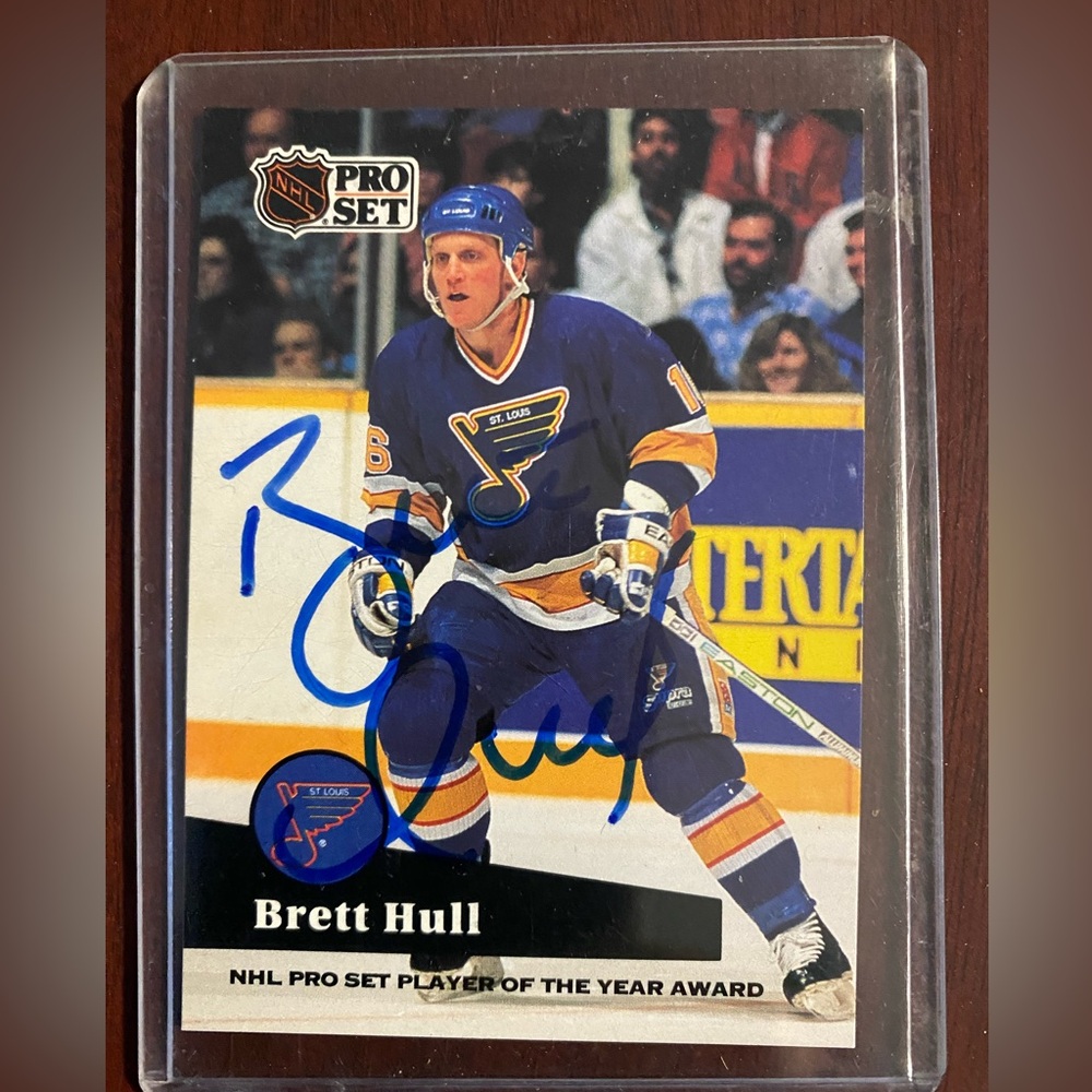 Brett Hull signed hockey card St Louis Blues sealed 1991